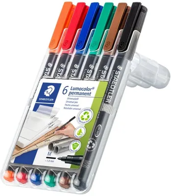 Produktbild von Staedtler Lumocolor 317, Schwarz, Blau, Braun, Grün, Orange, Rot