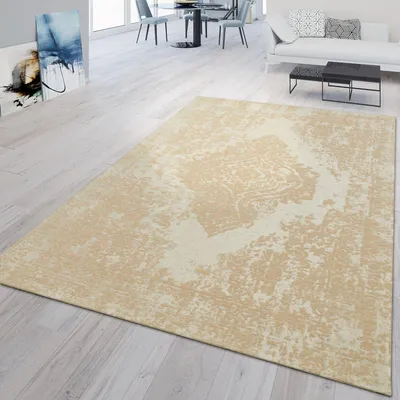 Produktbild von TT Home Wohnzimmer Teppich Kurzflor Marokkanisches Design Abstrakt Used Look Ornamente Größe 80x150 cm