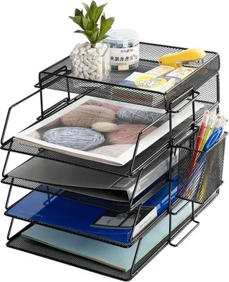 Produktbild von Famanu Stapelbare Briefablage - Büro Papier Organizer - Schwarz