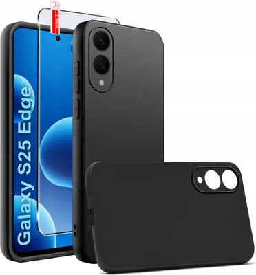 Immagine prodotto di SET Custodia per Samsung S25 EDGE | Nero opaco Silicone Slim + VETRO