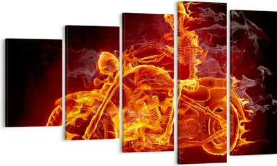 Produktbild von Bild auf Leinwand - Leinwandbild - Motorrad Flammen Skelett - 100x60cm - Wand Bild - Wanddeko - Leinwanddruck - Bilder - Kunstdruck - Wanddekoration - Leinwand bilder - Wandkunst - EG100x60-2652