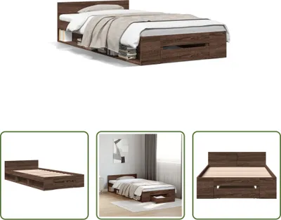 Produktbild von The Living Store Bettgestell mit Schublade Braun Eichen-Optik 90x200 cm