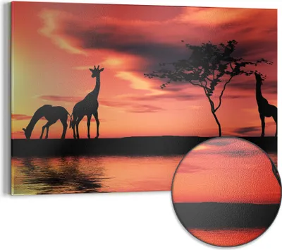 Produktbild von DEQORI Magnettafel Metall 90x60 cm 'Sonnenuntergangssafari' Whiteboard Pinnwand Büro