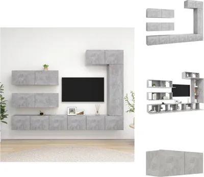 Produktbild von vidaXL 7-tlg. TV-Schrank-Set Betongrau Holzwerkstoff -  TV-Möbel