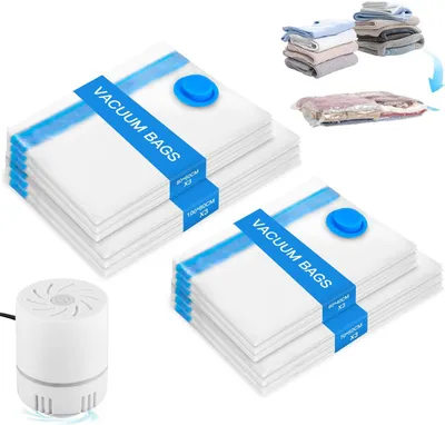 Produktbild von Vakuumbeutel mit E-Pumpe, 11-tlg., für Kleidung/Decken, platzsparend für Reise/Umzug