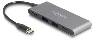 Productafbeelding van Delock USB-C hub met 4 poorten, inclusief 2 x USB Type-A en 2 x USB-C, met een snelheid van 10 Gbps