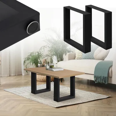 Produktbild von 2er Set Tischbeine 30x43 cm, Schwarz, Stahl pulverbeschichtet, Industriedesign, Vierkantprofil, Metall Tischkufen Tischuntergestell Tischgestell Möbelfüße Bankkufen Bankgestell Bankbeine