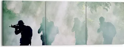 Produktbild von Bild auf Leinwand - Leinwandbild - Soldat Gewehr - 150x50cm - Wand Bild - Wanddeko - Wandbilder - Leinwanddruck - Bilder - Kunstdruck - Wanddekoration - Leinwand bilder - Wandkunst - CA150x50-3976