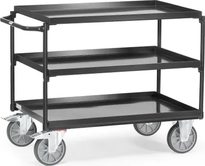 Produktbild von Fetra Tischwagen mit Stahlblechwannen 3 Etagen 1000x600mm Ladefläche Grey Edition