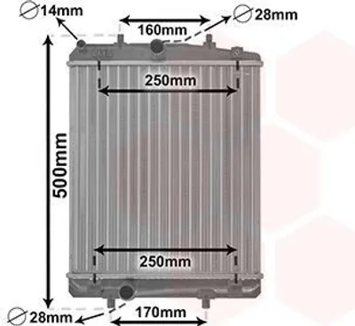 Produktbild von VAN WEZEL 53002364 Kühler Wasserkühler Motorkühler für TOYOTA AYGO (WNB1, KGB1) für CITROËN C1 (PM, PN) passend für PEUGEOT 107 Schrägheck (PM, PN)