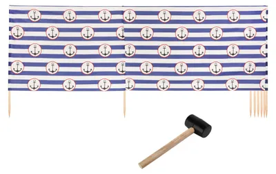 Image de Brise-vent et brise-vue Ladeheid Strand LAEX001 (rayures/ancres-11, 10 m)