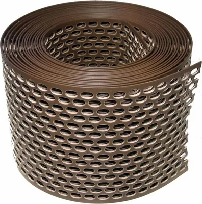 Produktbild von Traufgitter 100 mm, braun - Rolle a 5 m - Lüftungsband aus Hart-PVC - UV-stabilisiert