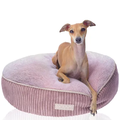 Produktbild von Kuscheliges Plüschbett Hundebett Katzenbett DOTTY - weiches rundes PLÜSCH Kissen für kleine und mittelgroße Hunde und Katzen Schlafplatz Größe M 60 cm