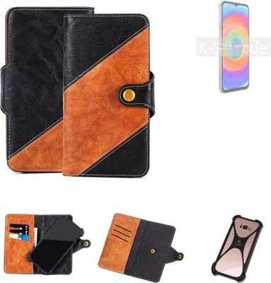Produktbild von K-S-Trade Handyhülle Schutzhülle Bookstyle Case Wallet-Case kompatibel mit Ulefone Note 14 Handy Cover Bumper Klapphülle schwarz hellbraun 1x