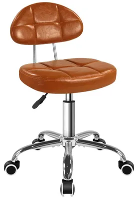 Image de Tabouret pivotant sur roulettes, réglable en hauteur, de couleur marron, pour le travail