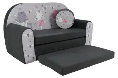 Produktbild von FORTISLINE Kindersofa ausklappbar W319_45 Tanzende Kätzchen, 96 cm, Liegefunktion