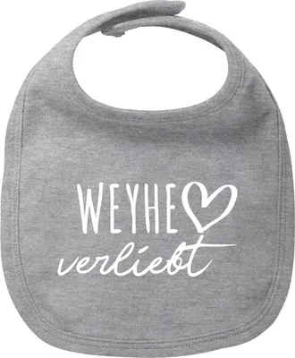 Produktbild von Huuraa Baby Lätzchen Weyhe verliebt Heather Grey Klettverschluss  Baumwolle Latz Geschenkidee