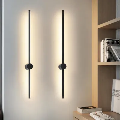 Image de Applique murale LED ZMH, lot de 2, éclairage intérieur, lampe murale 60 cm, noire, idéale pour couloir, orientable, pour escalier, 3000K, éclairage mural pour salon, chambre, lit, couloir, Image générée par une IA