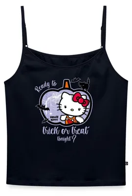Produktbild von Spreadshirt Hello Kitty Halloween Süß Oder Saurer Bio Spaghetti Top Damen, XS, Navy