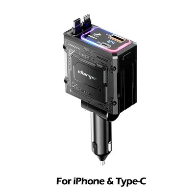 Produktbild von 120 W 4-in-1-Autoladegerät mit einziehbarem Kabel, USB-Typ-C-Anschlüssen für Smartphones, Schnellladekabel und Zigarettenanzünder-Adapter