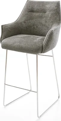 Produktbild von DELIFE Barstuhl Alja-Flex Bouclé Soft Schlamm Kufengestell Edelstahl Silberfarben Taschenfederkern