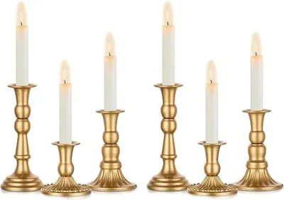 Produktbild von Famanu Kerzenständer Set aus 6 - Goldene Kerzenhalter - Dekoratives Tischmittelstück