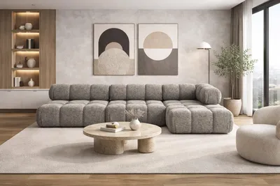 Produktbild von Kaiser Möbel Ecksofa Modulare L-Form, Bouclé-Stoff Abriamo, Braun, Rechts, Selia