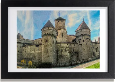 Produktbild von Bild 30x20 MDF-Rahmen, Wandkunst Schloss in der Schweiz