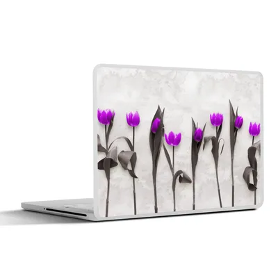 Produktbild von MuchoWow® Laptop Aufkleber Sticker Cover Blumen - Tulpen - Lila 30x22 cm - Laptop-Sticker