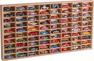 Sammlerkasten Sammlervitrine 80 Fächer Setzkasten Holz - Ideal für Hot Wheels