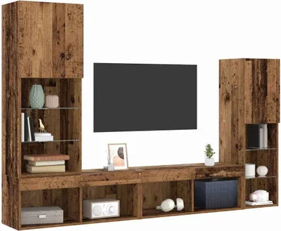 Produktbild von "Winterschlussverkauf "TV-Tisch/TV-Schränk Skandinavisch - CLORIS - Fernsehenschrank - mit LED-Lichtleisten 4 pcs Altholz Holzwerkstoff - DEMöbel6477348