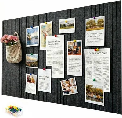 Produktbild von Famanu Pinnwand aus Filz 60x40 cm Schwarz - Dekoratives Memo Board