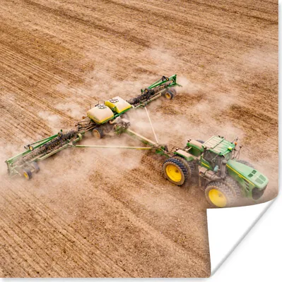 Produktbild von MuchoWow® Poster Traktor - Feld - Bauernhof - Landwirt - Grün 100x100 cm - Babyzimmer