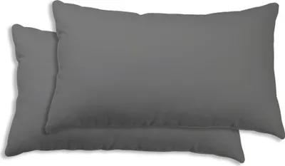 Produktbild von 2er Set Kissenbezug Kissenhülle 40x80 cm grau Uni Kopfkissenbezug Baumwolle