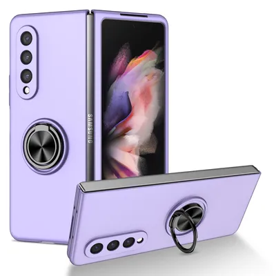 Obrázek produktu pro Tenké tvrdé PC pouzdro pro Samsung Galaxy Z Fold 3 5G, s prstencovým stojánkem Fialová