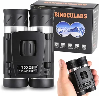 Imagen del producto de Binoculares compactos, aumento de 10x25, plegables, con una lente objetivo grande, ideales para la observación de aves