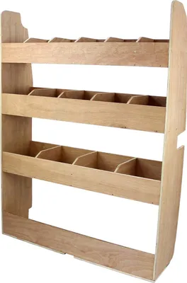 Obrázek produktu pro Monster Racking – dodávka Ford Transit, servisní vozidlo, třídicí systém, úložný systém na nářadí, regál do auta, dřevěný regál, regál do servisu, dodávka, dodávkové vozidlo  102 cm x 30 cm x 136 cm