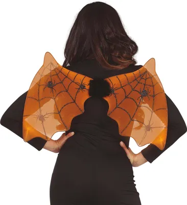Produktbild von Tiermotiv Spinnennetz Fledermausflügel Halloween Kostüm Unheimliche Accessoires, Farbe: Orange