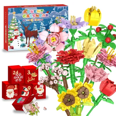 Productafbeelding van Adventskalender 2025 - Bloemen bouwstenen - 24 dagen - Kerst