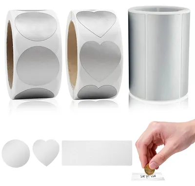 Krasetiketten, 700 Stück, 2,5 cm, silber, rund, Herz, Rechteck