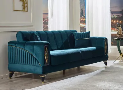 Zdjęcie produktu dla Meble tapicerowane zielona sofa 3-osobowa do salonu tapicerka sofa 3-osobowa zielona