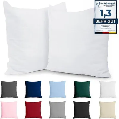 Produktbild von Kissenbezug 80x80 Baumwolle (Set von 2) - Weiß - Dicht gewebt mit 57 Fäden/cm² - Kissenbezug 80x80 cm - - Baumwollbezug