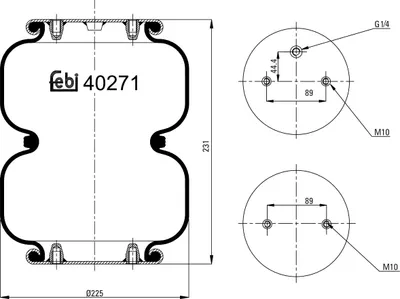 Produktbild von FEBI BILSTEIN Luftfederbalg 40271 231mm 225mm 160mm 2,9kg