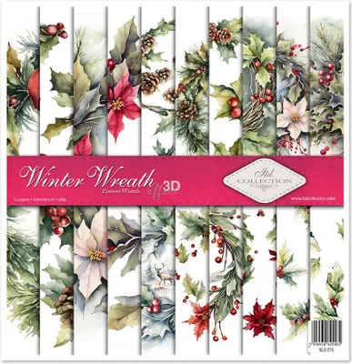 Produktbild von ITD COLLECTION Setz 11Stk 30x30cm Scrapbooking Papier - Winter Wreath Winterkranz