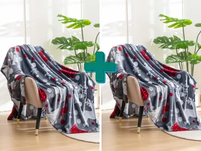 Obrázek produktu pro 2x Šedá vánoční mikroplyšová deka VÁNOČNÍ KOUZLO 150x200