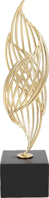 Immagine prodotto di Scultura moderna in metallo realizzata in ferro, lussuosa statua d'arte astratta, decorazione da tavolo, ornamento per il soggiorno, l'ufficio, color oro nero
