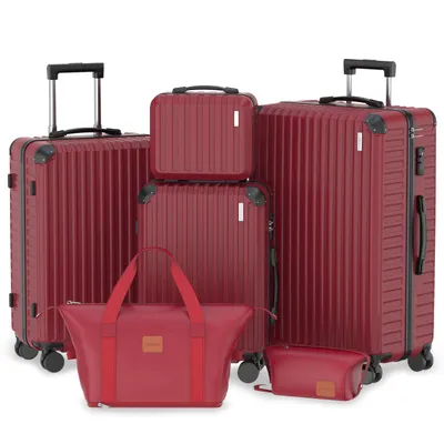 Produktbild von Trolleyset LG2 Hartschalen-Koffer set (S,M,L,XL) Rollkoffer, Reisekoffer, Handgepäck 4 Rollen, ABS-Material, TSA Zollschloss, 6-teiliges Set