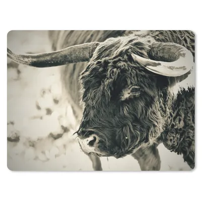 Produktbild von MuchoWow® Mauspad Mousepad Schottischer Highlander - Schnee - Hörner 40x30 cm - Mousepads - Maus Mat - Pad - Mausunterlage - Anti Rutsch
