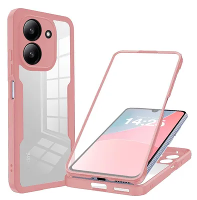 Produktbild von 360 Grad Rundum Schutz Handyhülle für Xiaomi Redmi 13C Full Cover Vollschutz Case Farbe: Rose