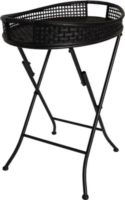 Obrázek produktu pro Odkládací stolek - černý - 55x38x62 cm - bambus - ocelový rám